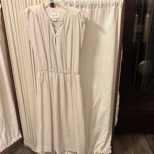 Vintage Leslie Fay Cream Midi Dress with Button Detail Very Elegant SZ S